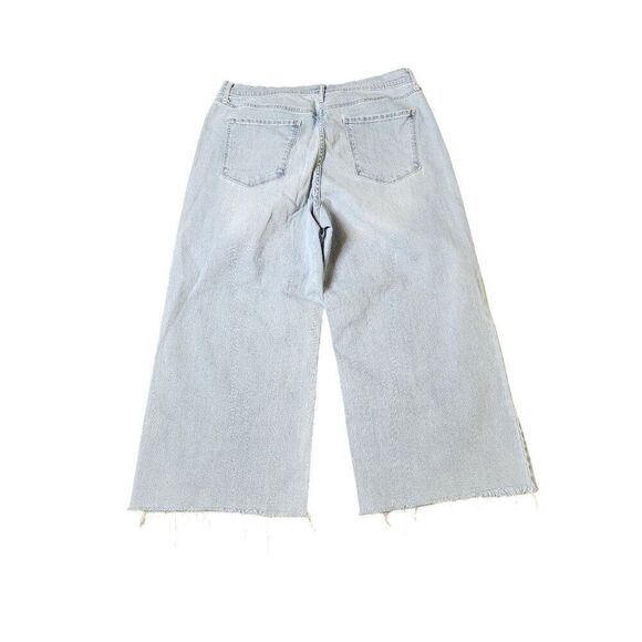 Ana High Rise Wide Leg Cropped Light Wash Denim Jeans Womens 16 Blue Raw Hem - Picture 3 of 5